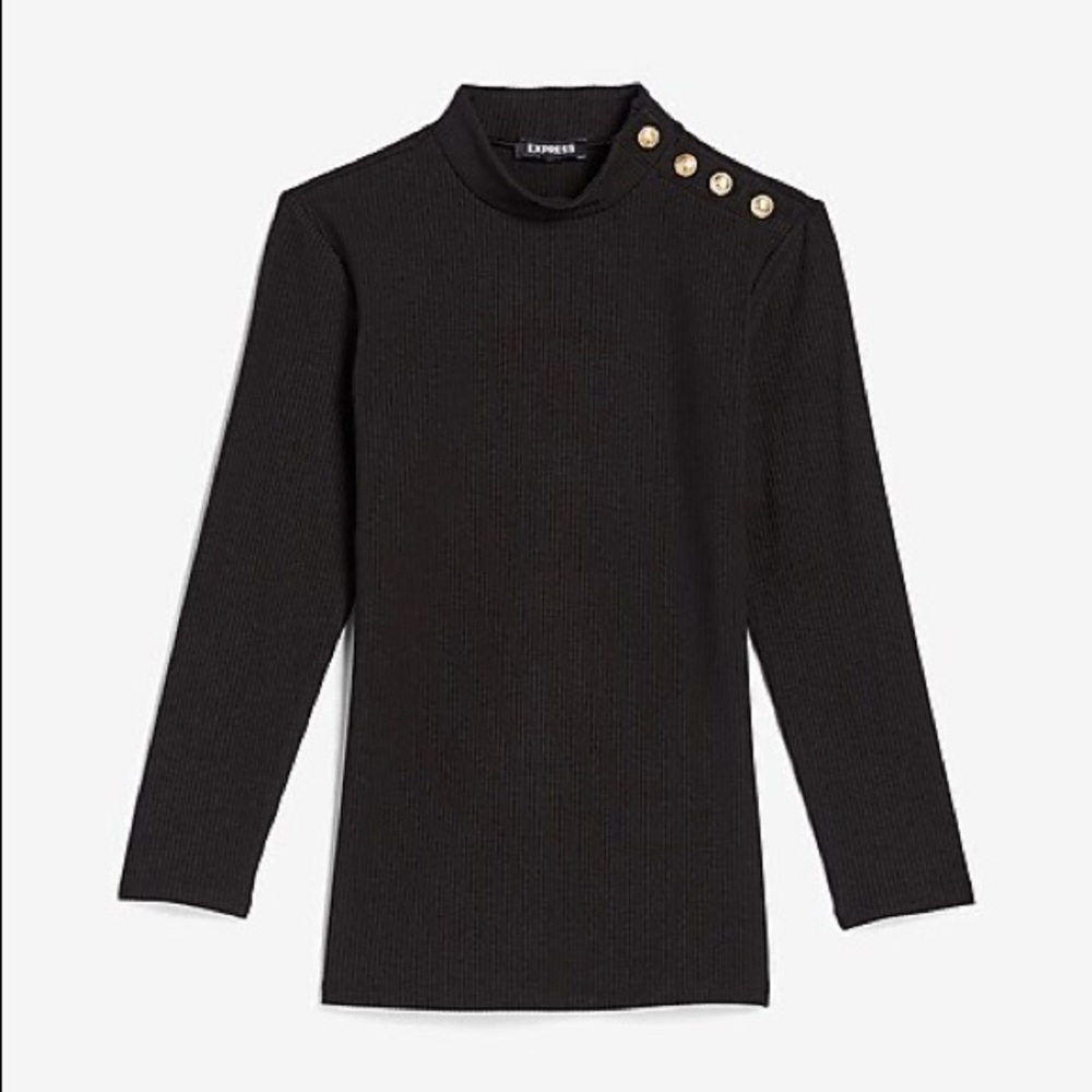 Express Button Mock Neck Top